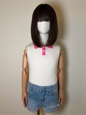 SHEIN Girls Ribbed Sleeveless Polo Shirt Size 6Y